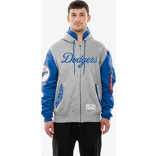 Alpha Industries x New Era La Dodgers Ma-1 Full Zip Erkek Gri Sweatshirt.-