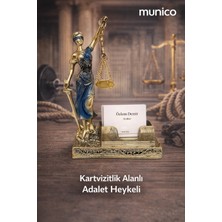Munico Polyester Kartvizitlikli Adalet Heykeli – Hukuk Temalı Masaüstü Biblo, Profesyonel Ofisler Için Şık