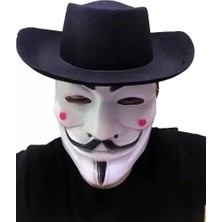 Nemere İthalat Siyah Renkli Delikli Çocuk Boy Vendetta Şapkası ve Vendetta Maskesi Nemere Ithalat