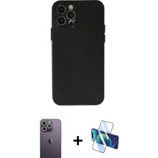 Pileli Store Pilelistore™ iPhone 12 Pro Max Kılıf Atlas Minimal Prime - Siyah 3D Antistatik Seramik Nano Ekran Koruyucu + Neon Fosforlu Kamera Lens - Bz