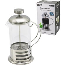 Zenvia French Press Metal Kafes - Metal Kapak 600ML Cam Bitki Süzgeçi (4887) ZNVA-GO3146