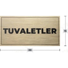 Azresa Tuvaletler Yazılı - Metal - Gold Renk - Kapı Isimliği - 30X15 cm