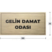 Azresa Gelın Damat Odası Yazılı - Metal - Gold Renk - Kapı Isimliği - 30X15 cm