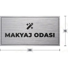 Azresa Makyaj Odası Yazılı - Metal - Gümüş Renk - Kapı Isimliği - 30X15 cm