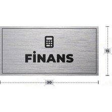 Azresa Fınans Yazılı - Metal - Gümüş Renk - Kapı Isimliği - 30X15 cm