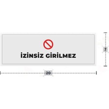 Azresa Izinsiz Girilmez Yazılı - Metal - Beyaz Renk - Kapı Isimliği - 20X7 cm