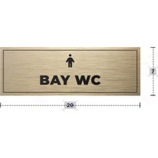 Azresa Bay Wc Yazılı - Metal - Gold Renk - Kapı Isimliği - 20X7 cm