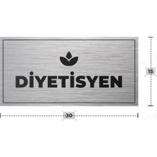 Azresa Dıyetısyen Yazılı - Metal - Gümüş Renk - Kapı Isimliği - 30X15 cm