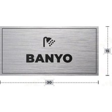 Azresa Banyo Yazılı - Metal - Gümüş Renk - Kapı Isimliği - 30X15 cm