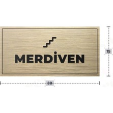 Azresa Merdıven Yazılı - Metal - Gold Renk - Kapı Isimliği - 30X15 cm