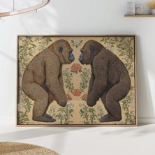 Ninastore William Morris Goriller Duvar Sanatı - Safari ve Vahşi Yaşam Dekorasyonu Için Botanik Hayvan Baskısı
