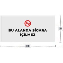 Azresa Bu Alanda Sigara Içilmez Yazılı - Metal - Beyaz Renk - Kapı Isimliği - 20X10 cm