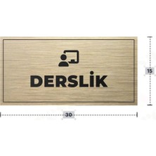 Azresa Derslık Yazılı - Metal - Gold Renk - Kapı Isimliği - 30X15 cm