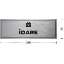Azresa Idare Yazılı - Metal - Gümüş Renk - Kapı Isimliği - 20X7 cm