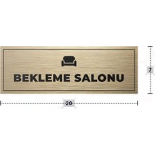 Azresa Bekleme Salonu Yazılı - Metal - Gold Renk - Kapı Isimliği - 20X7 cm