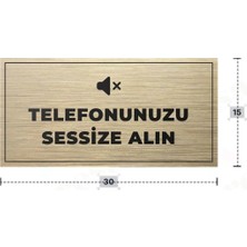Azresa Telefonunuzu Sessıze Alın Yazılı - Metal - Gold Renk - Kapı Isimliği - 30X15 cm
