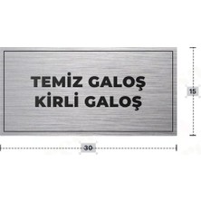 Azresa Temiz Galoş Kirli Galoş Yazılı - Metal - Gümüş Renk - Kapı Isimliği - 30X15 cm
