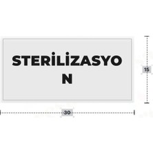 Azresa Sterılızasyon Yazılı - Metal - Beyaz Renk - Kapı Isimliği - 30X15 cm