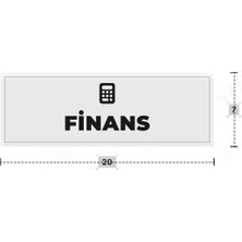 Azresa Finans Yazılı - Metal - Beyaz Renk - Kapı Isimliği - 20X7 cm