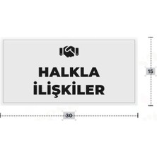Azresa Halkla Ilışkıler Yazılı - Metal - Beyaz Renk - Kapı Isimliği - 30X15 cm