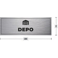 Azresa Depo Yazılı - Metal - Gümüş Renk - Kapı Isimliği - 20X7 cm