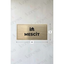 Azresa Mescit Yazılı - Metal - Gold Renk - Kapı Isimliği - 20X10 cm