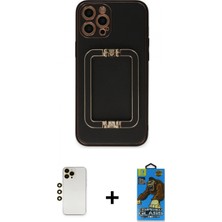 Pileli Store Pilelistore™ iPhone 12 Pro Max Kılıf Kozmos Minimal Prime - Siyah 18D Cam Ekran Koruyucu + Shine Kamera Lens - Gd
