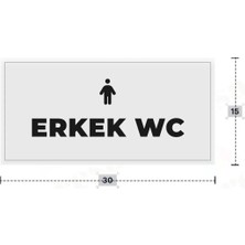Azresa Erkek Wc Yazılı - Metal - Beyaz Renk - Kapı Isimliği - 30X15 cm