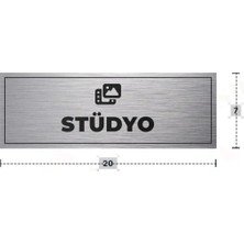Azresa Stüdyo Yazılı - Metal - Gümüş Renk - Kapı Isimliği - 20X7 cm