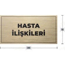 Azresa Hasta Ilışkılerı Yazılı - Metal - Gold Renk - Kapı Isimliği - 30X15 cm