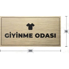 Azresa Gıyınme Odası Yazılı - Metal - Gold Renk - Kapı Isimliği - 30X15 cm