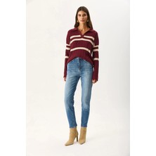 Vena Kadın Maria Dirty Med Blue Slim Mom Jean Pantolon - Dirty Med Blue