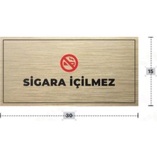 Azresa Sıgara Içılmez Yazılı - Metal - Gold Renk - Kapı Isimliği - 30X15 cm