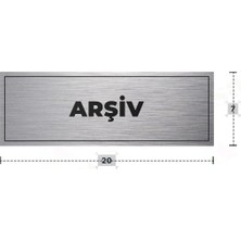 Azresa Arşiv Yazılı - Metal - Gümüş Renk - Kapı Isimliği - 20X7 cm