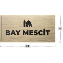 Azresa Bay Mescit Yazılı - Metal - Gold Renk - Kapı Isimliği - 20X10 cm