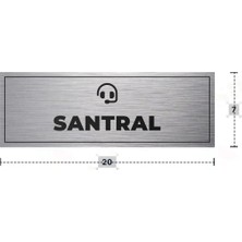 Azresa Santral Yazılı - Metal - Gümüş Renk - Kapı Isimliği - 20X7 cm