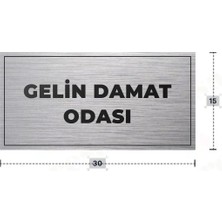 Azresa Gelın Damat Odası Yazılı - Metal - Gümüş Renk - Kapı Isimliği - 30X15 cm