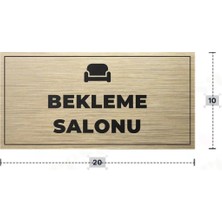 Azresa Bekleme Salonu Yazılı - Metal - Gold Renk - Kapı Isimliği - 20X10 cm