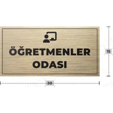 Azresa Öğretmenler Odası Yazılı - Metal - Gold Renk - Kapı Isimliği - 30X15 cm