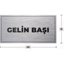 Azresa Gelın Başı Yazılı - Metal - Gümüş Renk - Kapı Isimliği - 30X15 cm