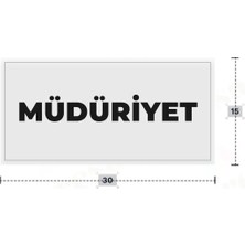 Azresa Müdürıyet Yazılı - Metal - Beyaz Renk - Kapı Isimliği - 30X15 cm