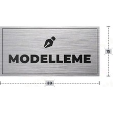 Azresa Modelleme Yazılı - Metal - Gümüş Renk - Kapı Isimliği - 30X15 cm
