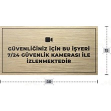 Azresa Güvenliğiniz Için Bu Işyeri 7/24 Güvenlik Kamerası Ile Izlenmektedir Yazılı - Metal - Gold Renk - Ka