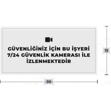 Azresa Güvenliğiniz Için Bu Işyeri 7/24 Güvenlik Kamerası Ile Izlenmektedir Yazılı - Metal - Beyaz Renk - K