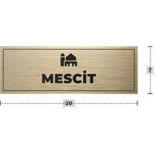 Azresa Mescit Yazılı - Metal - Gold Renk - Kapı Isimliği - 20X7 cm