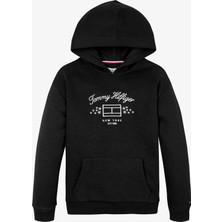 Tommy Hilfiger Flag Slub Fleece Çocuk Siyah Hoodie