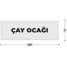 Azresa Çay Ocağı Yazılı - Metal - Beyaz Renk - Kapı Isimliği - 20X7 cm