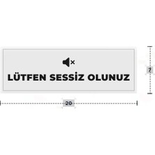 Azresa Lütfen Sessiz Olunuz Yazılı - Metal - Beyaz Renk - Kapı Isimliği - 20X7 cm