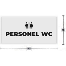 Azresa Personel Wc Yazılı - Metal - Beyaz Renk - Kapı Isimliği - 30X15 cm