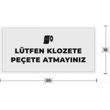 Azresa Lütfen Klozete Peçete Atmayınız Yazılı - Metal - Beyaz Renk - Kapı Isimliği - 20X10 cm